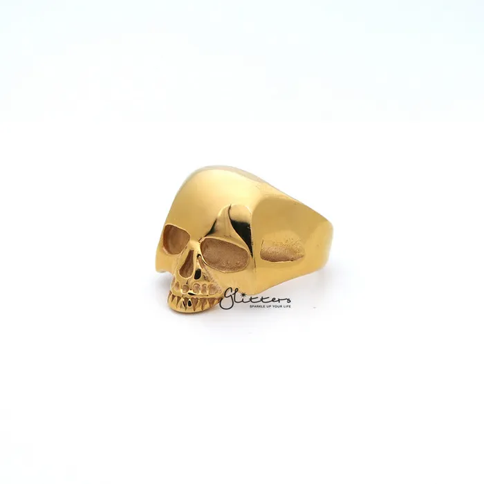 Rings 18K Gold IP Stainless Steel Classic Skull Head Casting Mens Ring Glitters Rings 18K Gold IP Stainless Steel Classic Skull Head Casting Mens Ring Glitters