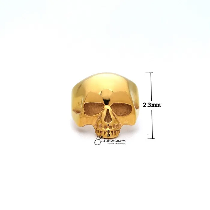 Rings 18K Gold IP Stainless Steel Classic Skull Head Casting Mens Ring Glitters