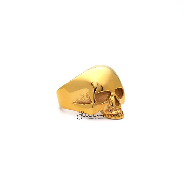 Rings 18K Gold IP Stainless Steel Classic Skull Head Casting Mens Ring Glitters