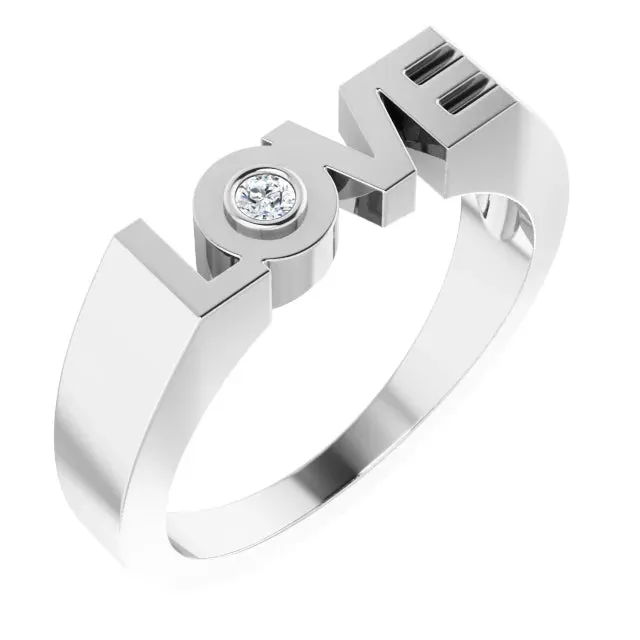 Rings 302 Fine Jewelry Diamond Solitaire LOVE Block Style Ring Solid 14K Yellow White Rose Gold or Sterling Silver Sizes 6 Rings 302 Fine Jewelry Diamond Solitaire LOVE Block Style Ring Solid 14K Yellow White Rose Gold or Sterling Silver Sizes 6