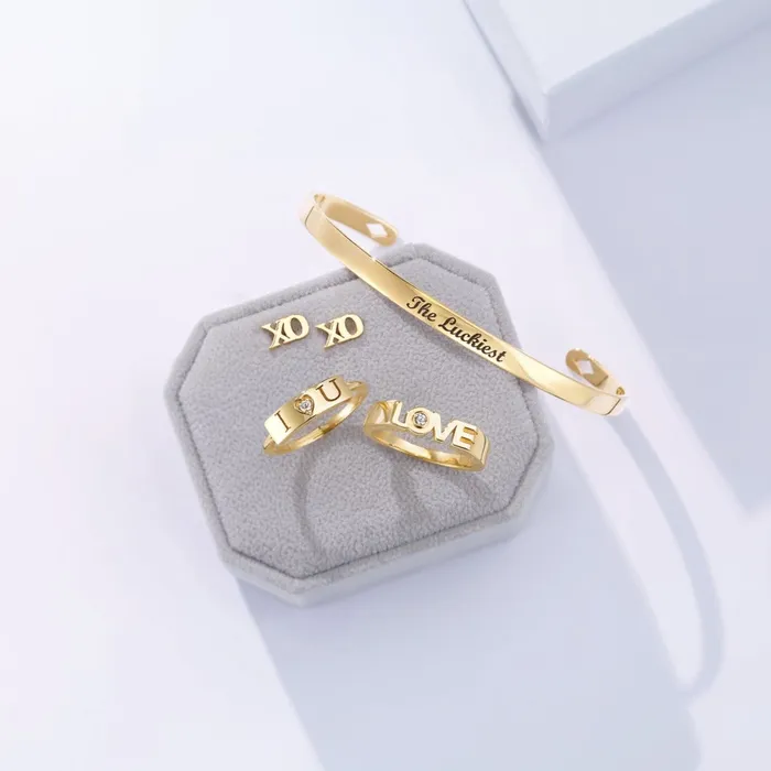 Rings 302 Fine Jewelry Diamond Solitaire LOVE Block Style Ring Solid 14K Yellow White Rose Gold or Sterling Silver Sizes 6