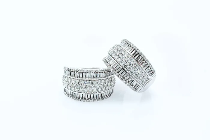 Rings Crown Jewels Coin 125 CTW Baguette Round Diamond White Gold Ring