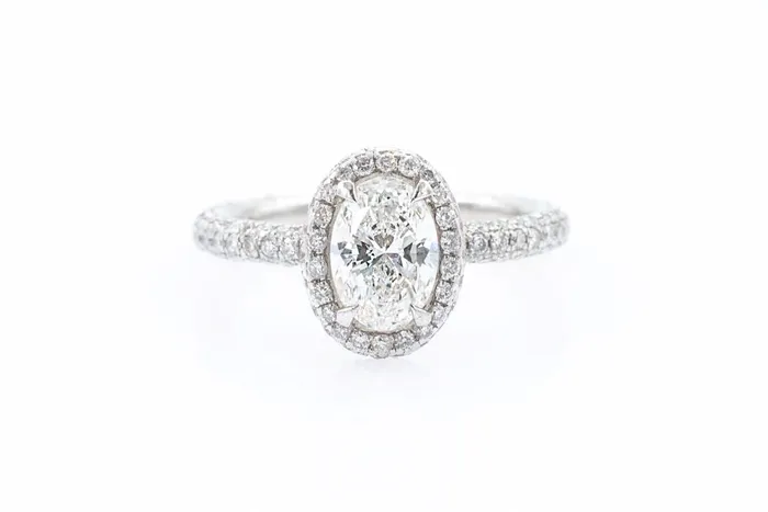 Rings Crown Jewels Coin 90 CT Diamond GIA Pave Oval Engagement ring
