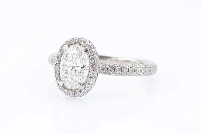 Rings Crown Jewels Coin 90 CT Diamond GIA Pave Oval Engagement ring