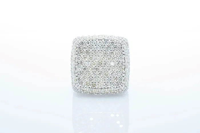 Rings Crown Jewels Coin Mens SquareCushion Pave Diamond Ring