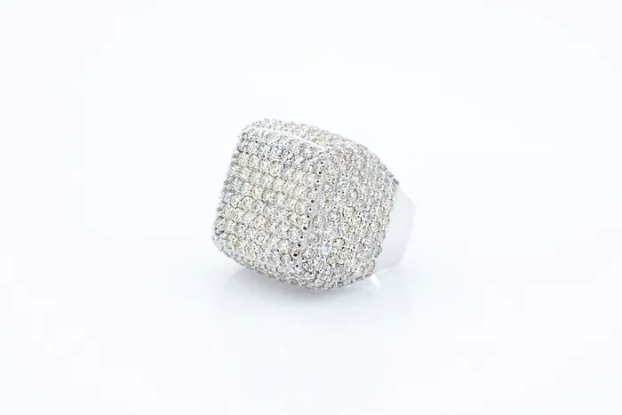 Rings Crown Jewels Coin Mens SquareCushion Pave Diamond Ring