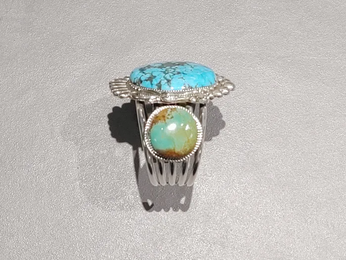 Rings Crown Jewels Coin Ray Nez Navajo Sterling Silver Turquoise Cuff Handmade Native American