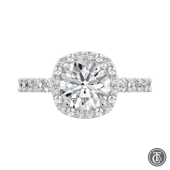 Rings Cushion Halo SemiMount Engagement Ring Thollot Co
