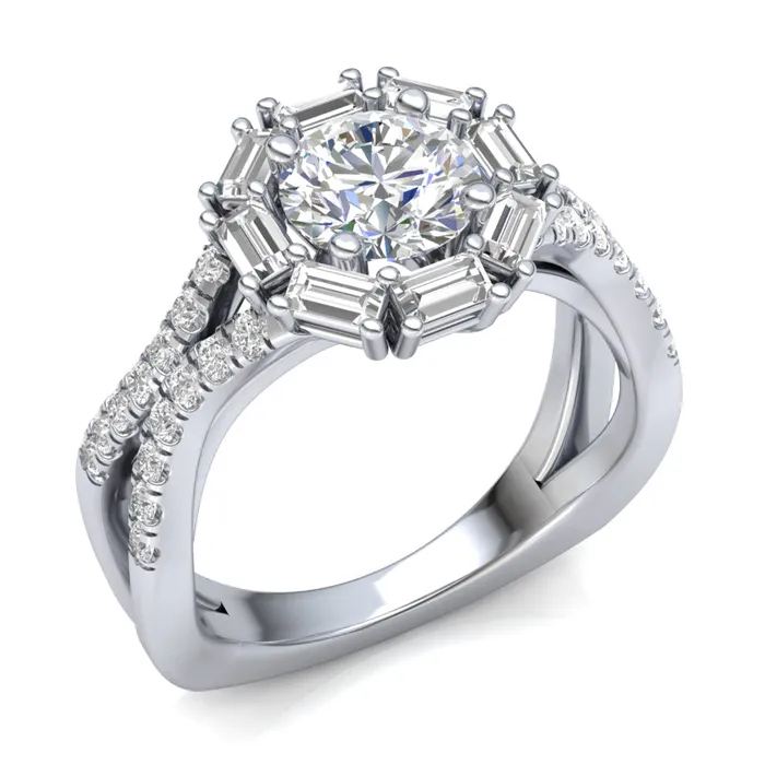 Rings Diamond Halo Engagement Ring Luminar L8045E 170 ctw Luminar