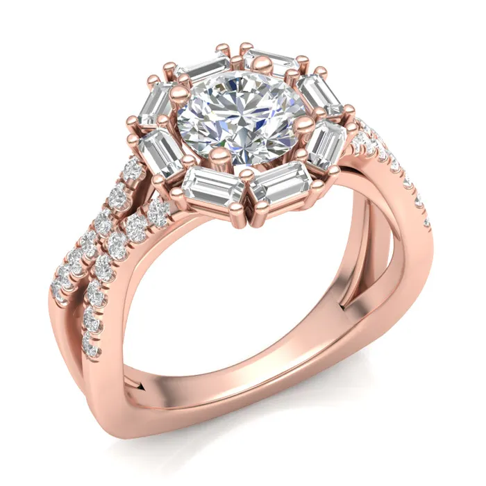 Rings Diamond Halo Engagement Ring Luminar L8045E 170 ctw Luminar