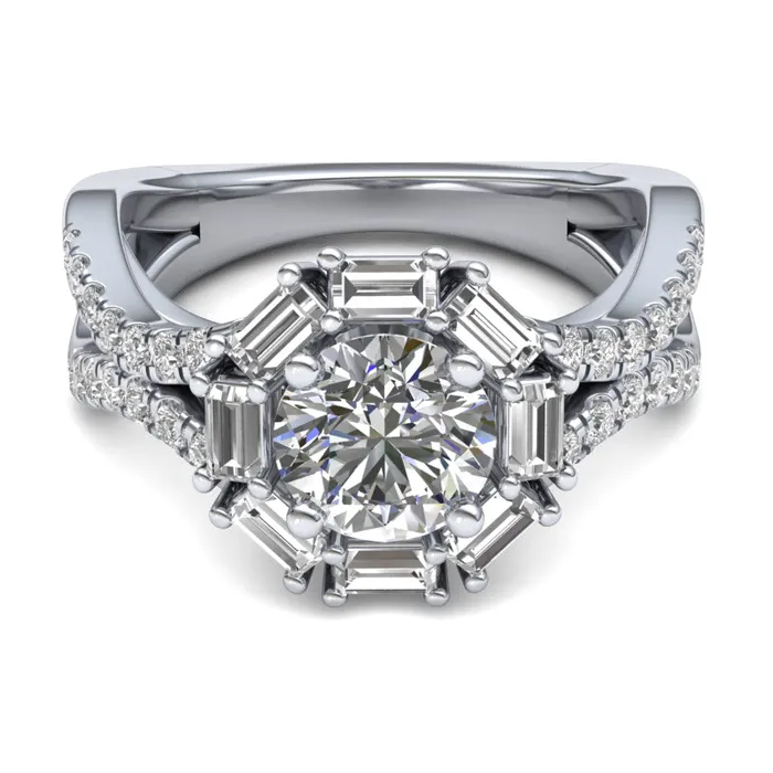 Rings Diamond Halo Engagement Ring Luminar L8045E 170 ctw Luminar