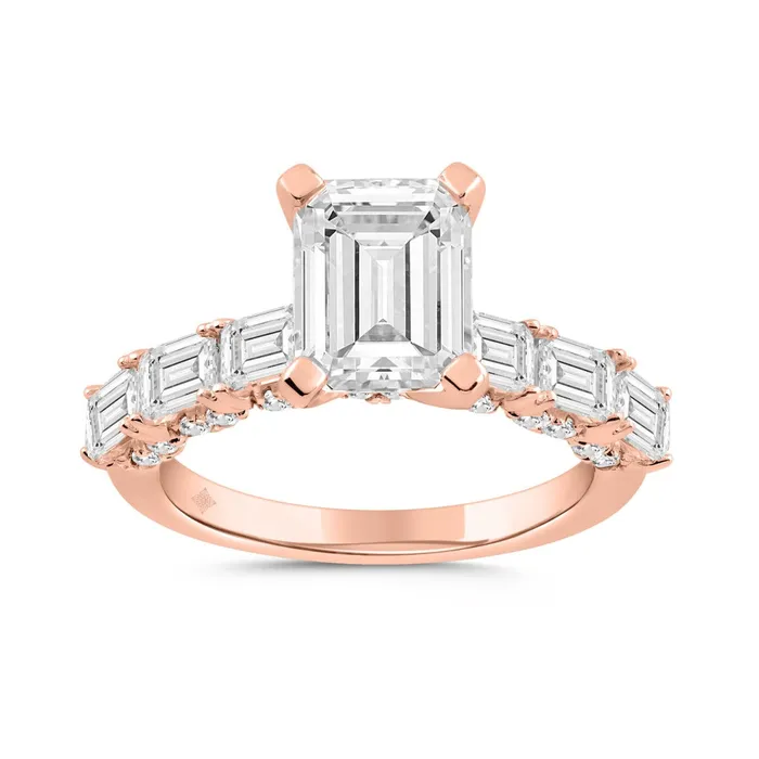 Rings Ethos 14K ROSE GOLD 4 12CT ROUNDEMERALD DIAMOND LADIES RING CENTER STONE EMERALD DIAMOND 3CT Rings Ethos 14K ROSE GOLD 4 12CT ROUNDEMERALD DIAMOND LADIES RING CENTER STONE EMERALD DIAMOND 3CT