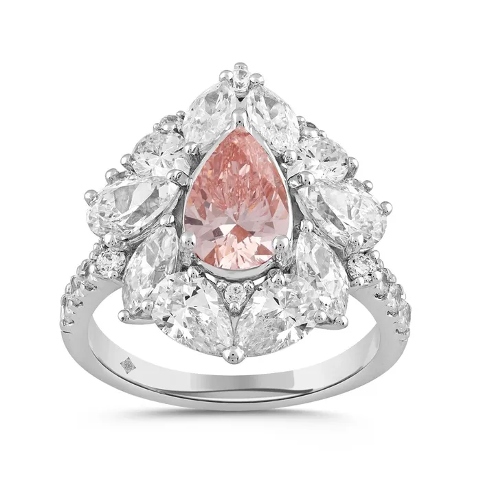 Rings Ethos 14K WHITEROSE GOLD 4 12CT ROUNDPEARMARQUISE DIAMOND LADIES RING CENTER STONE PEAR DIAMOND 200CT