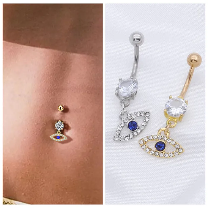 Rings Evil Eye Belly Button Ring Gold Glitters