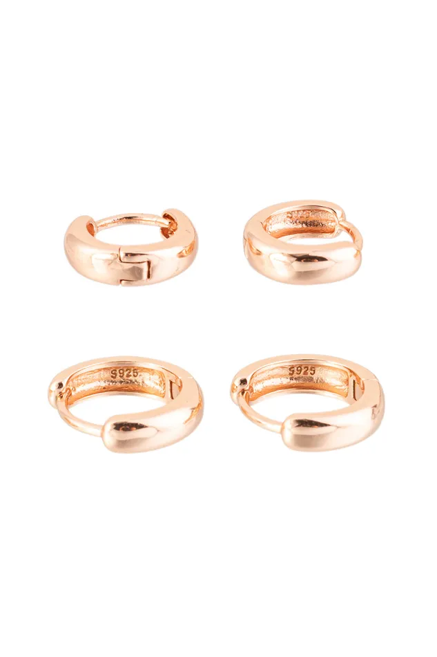 Rings Eye Candy LA Lindsay 2 Piece Rose Gold Sterling Silver 10MM Huggie