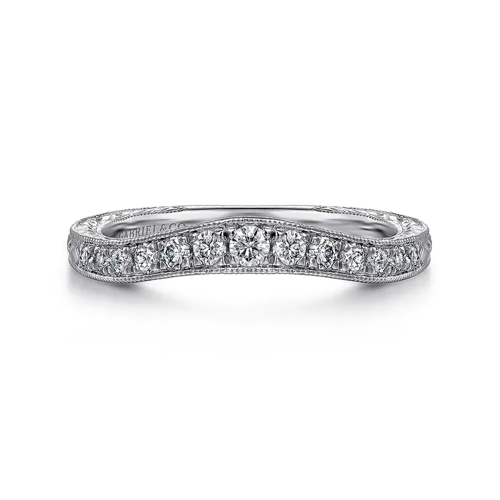 Rings GABRIEL CO Gabriel 14K White Gold 0247ctw Contoured Diamond Band