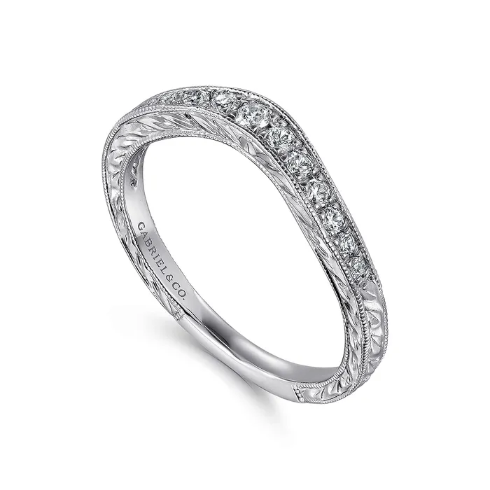 Rings GABRIEL CO Gabriel 14K White Gold 0247ctw Contoured Diamond Band Rings GABRIEL CO Gabriel 14K White Gold 0247ctw Contoured Diamond Band