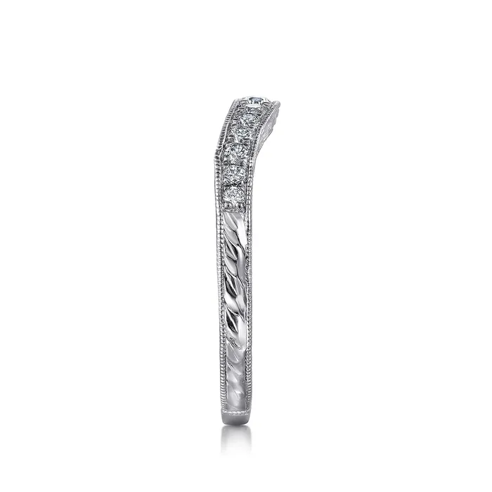 Rings GABRIEL CO Gabriel 14K White Gold 0247ctw Contoured Diamond Band Rings GABRIEL CO Gabriel 14K White Gold 0247ctw Contoured Diamond Band