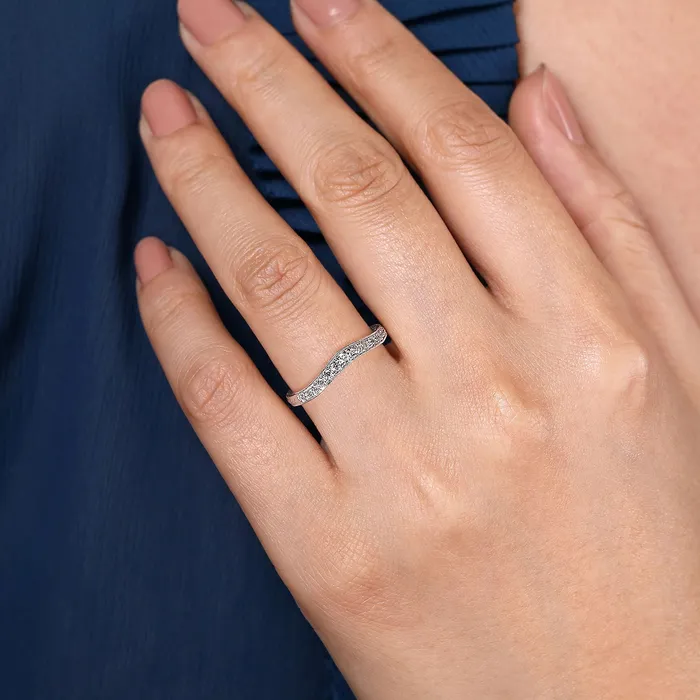 Rings GABRIEL CO Gabriel 14K White Gold 0247ctw Contoured Diamond Band Rings GABRIEL CO Gabriel 14K White Gold 0247ctw Contoured Diamond Band