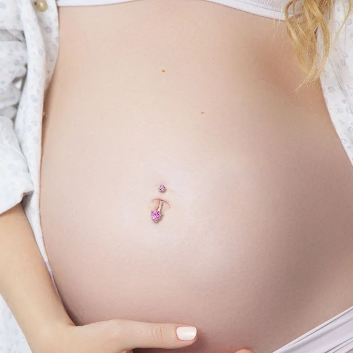 Rings Glitters Heart CZ Pregnancy Bioflex Belly Button Ring Clear