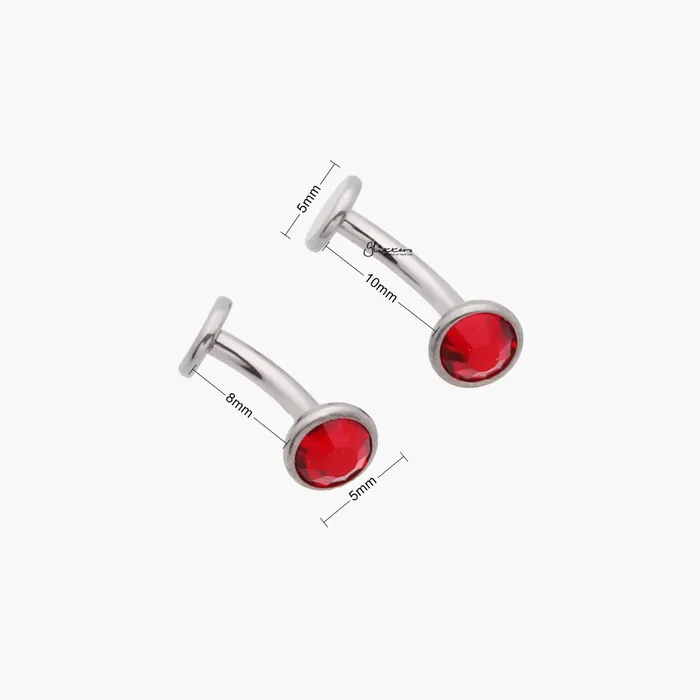 Rings Glitters Titanium Floating Belly Navel Ring Red