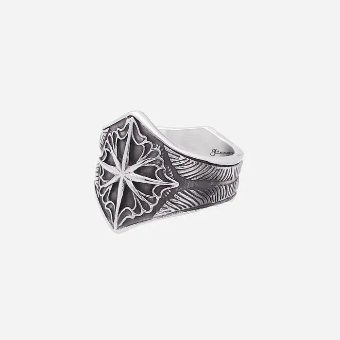 Rings Stainless Steel Compass Ring Glitters