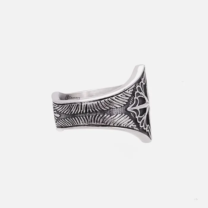 Rings Stainless Steel Compass Ring Glitters