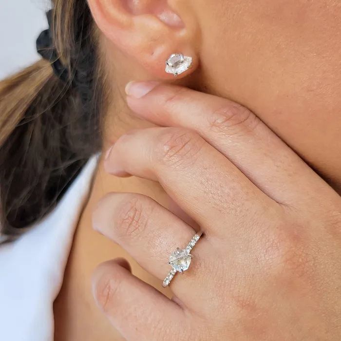 Rings Uniquelan Jewelry Raw Herkimer Diamond Ring Rings Uniquelan Jewelry Raw Herkimer Diamond Ring
