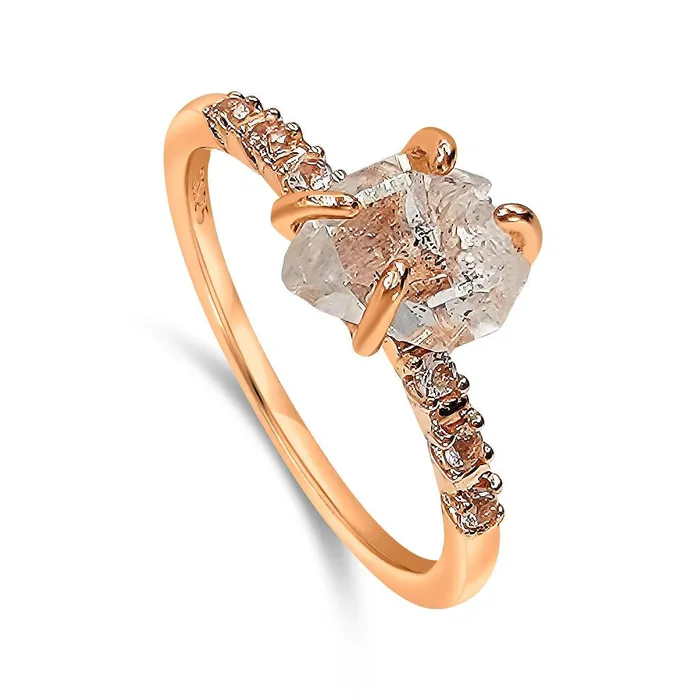Rings Uniquelan Jewelry Raw Herkimer Diamond Ring Rings Uniquelan Jewelry Raw Herkimer Diamond Ring