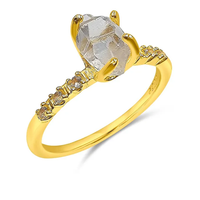 Rings Uniquelan Jewelry Raw Herkimer Diamond Ring Rings Uniquelan Jewelry Raw Herkimer Diamond Ring
