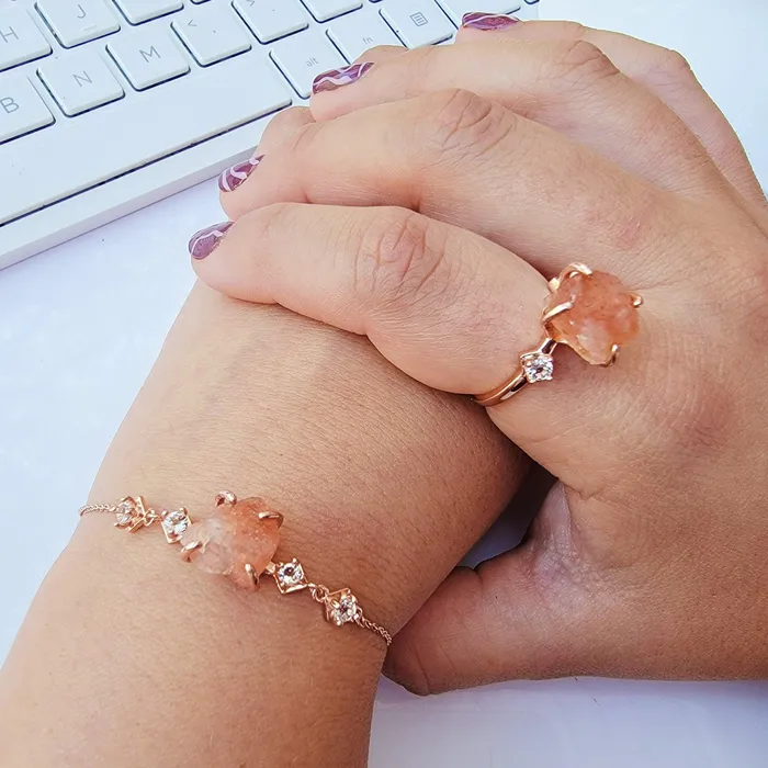 Rings Uniquelan Jewelry Raw Sunstone Crystal Ring Rings Uniquelan Jewelry Raw Sunstone Crystal Ring