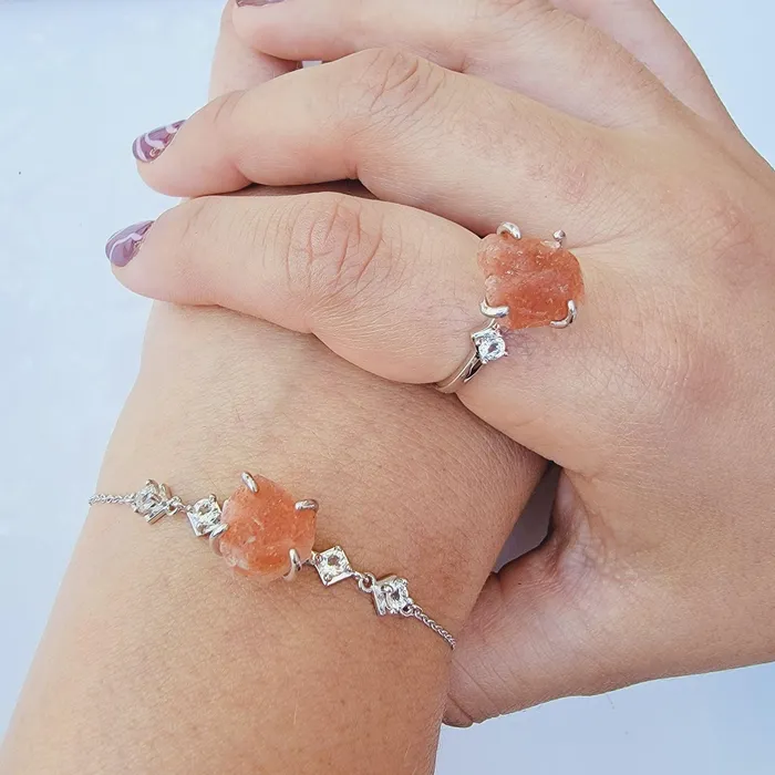 Rings Uniquelan Jewelry Raw Sunstone Crystal Ring Rings Uniquelan Jewelry Raw Sunstone Crystal Ring