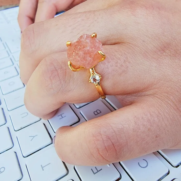 Rings Uniquelan Jewelry Raw Sunstone Crystal Ring Rings Uniquelan Jewelry Raw Sunstone Crystal Ring