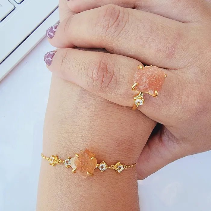 Rings Uniquelan Jewelry Raw Sunstone Crystal Ring Rings Uniquelan Jewelry Raw Sunstone Crystal Ring