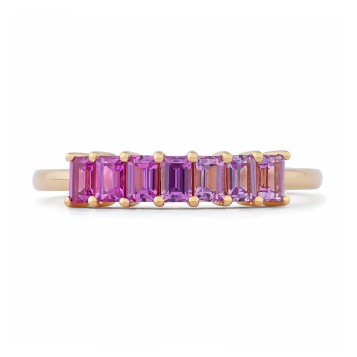 Rings Valerie Madison Fine Jewelry EmeraldCut Pink Sapphire Demi Band