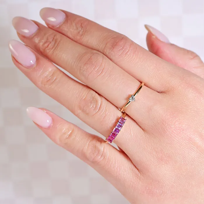 Rings Valerie Madison Fine Jewelry EmeraldCut Pink Sapphire Demi Band