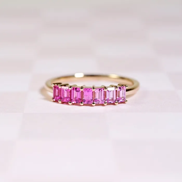 Rings Valerie Madison Fine Jewelry EmeraldCut Pink Sapphire Demi Band