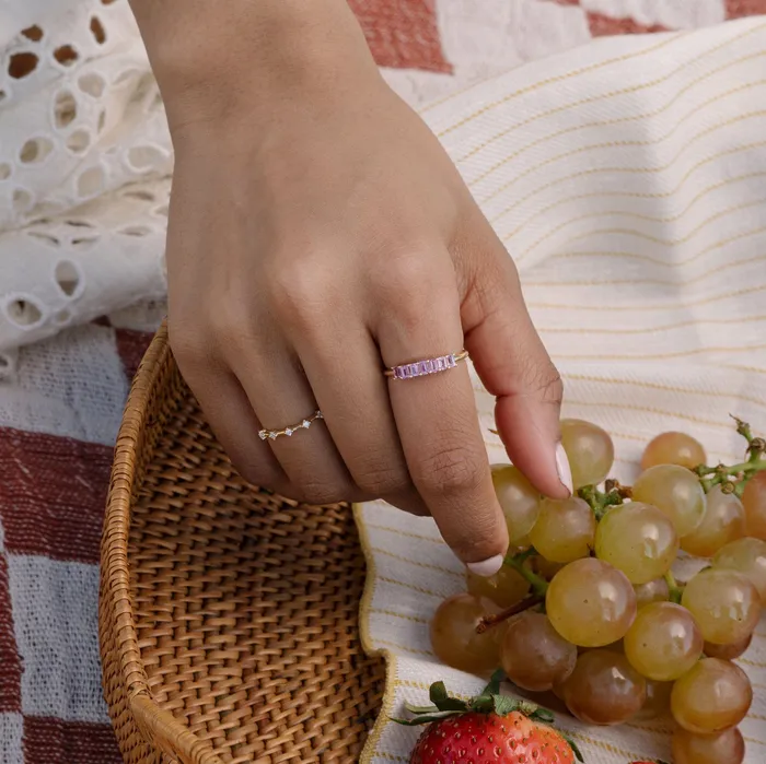 Rings Valerie Madison Fine Jewelry EmeraldCut Pink Sapphire Demi Band