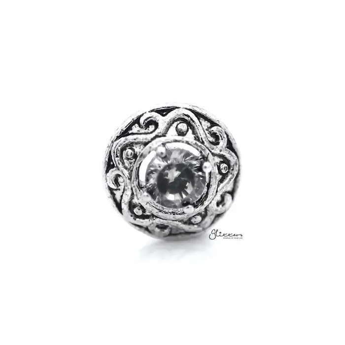 Round Tribal Pattern with CZ Centered Tragus Cartilage Earring Stud Glitters Earrings Round Tribal Pattern with CZ Centered Tragus Cartilage Earring Stud Glitters Earrings