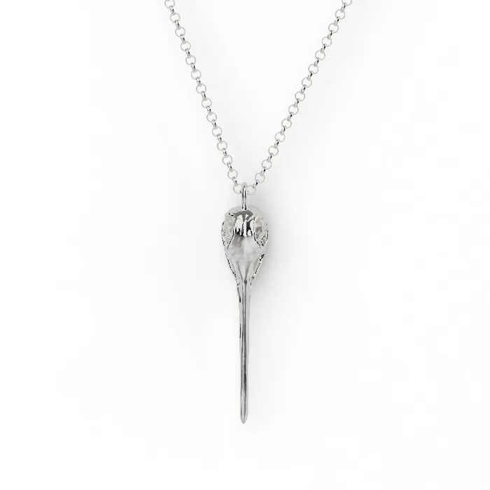 sciencejewelry1824 Necklaces hummingbird skull necklace silver