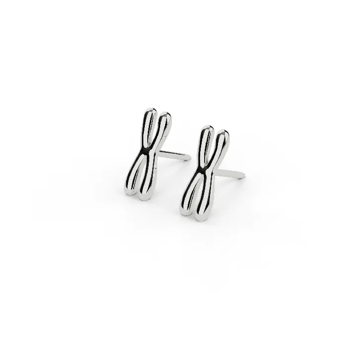 sciencejewelry1824 Rings round chromosome studs silver