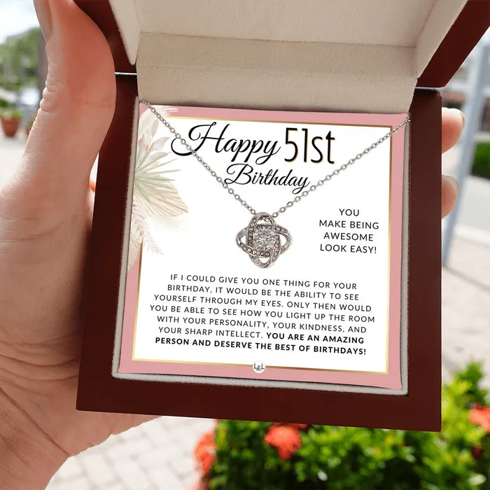 ShineOn Fulfillment 51st Birthday Gift For Her Necklace For 51 Year Old Birthday Pendant Necklace Heartfelt Birthday Message Necklaces
