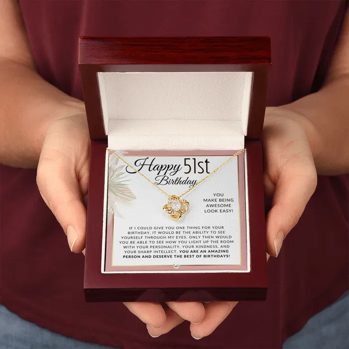 ShineOn Fulfillment 51st Birthday Gift For Her Necklace For 51 Year Old Birthday Pendant Necklace Heartfelt Birthday Message Necklaces