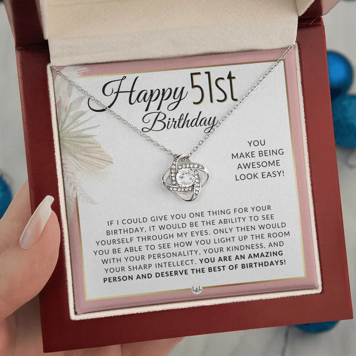 ShineOn Fulfillment 51st Birthday Gift For Her Necklace For 51 Year Old Birthday Pendant Necklace Heartfelt Birthday Message Necklaces