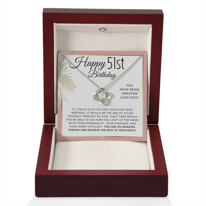 ShineOn Fulfillment 51st Birthday Gift For Her Necklace For 51 Year Old Birthday Pendant Necklace Heartfelt Birthday Message Necklaces