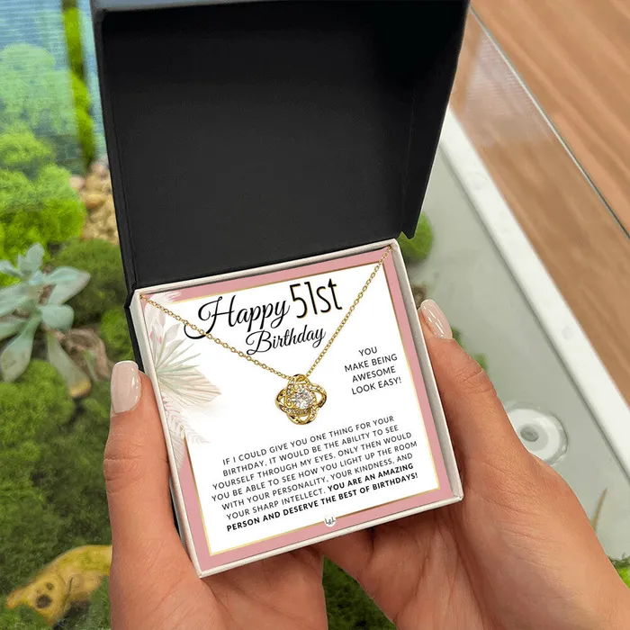 ShineOn Fulfillment 51st Birthday Gift For Her Necklace For 51 Year Old Birthday Pendant Necklace Heartfelt Birthday Message Necklaces