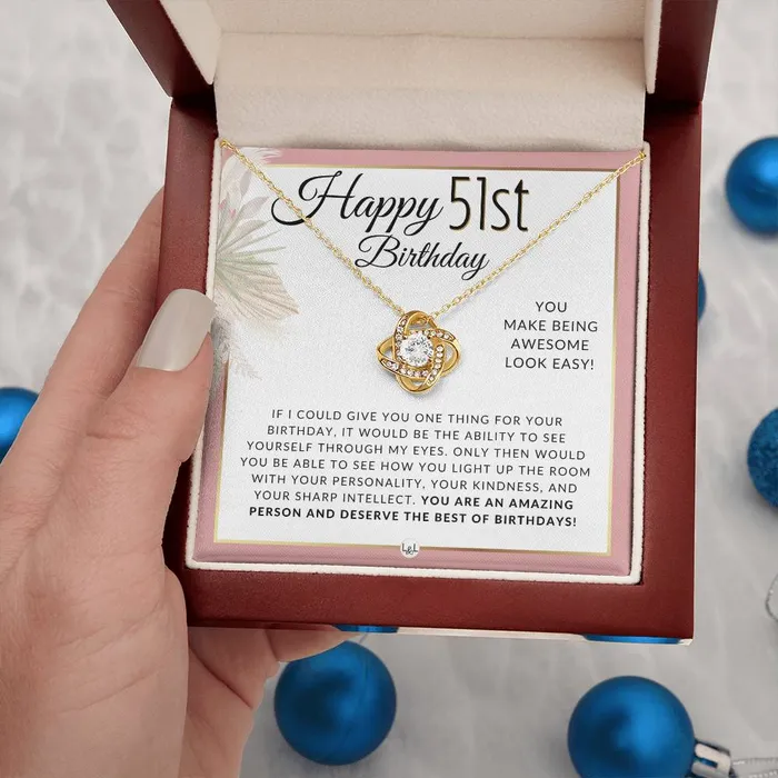 ShineOn Fulfillment 51st Birthday Gift For Her Necklace For 51 Year Old Birthday Pendant Necklace Heartfelt Birthday Message Necklaces