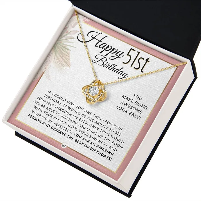 ShineOn Fulfillment 51st Birthday Gift For Her Necklace For 51 Year Old Birthday Pendant Necklace Heartfelt Birthday Message Necklaces
