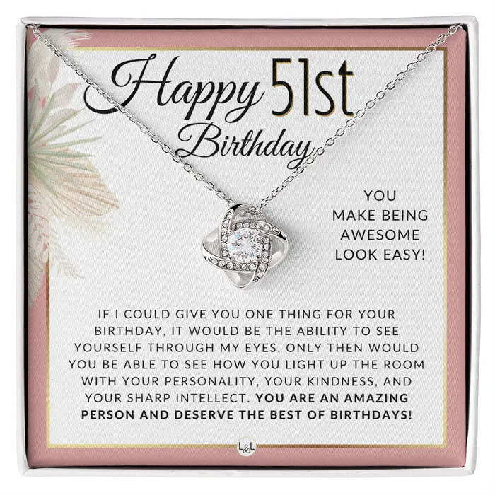 ShineOn Fulfillment 51st Birthday Gift For Her Necklace For 51 Year Old Birthday Pendant Necklace Heartfelt Birthday Message Necklaces