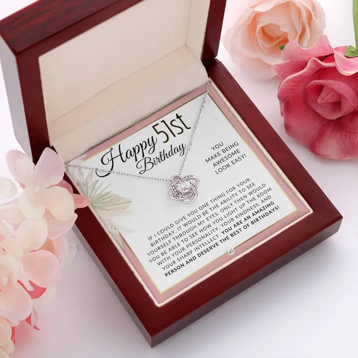 ShineOn Fulfillment 51st Birthday Gift For Her Necklace For 51 Year Old Birthday Pendant Necklace Heartfelt Birthday Message Necklaces